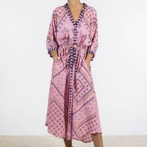 Xirena Anthropologie Bohemian Gillian festival Bandana midi dress in Texas Rose